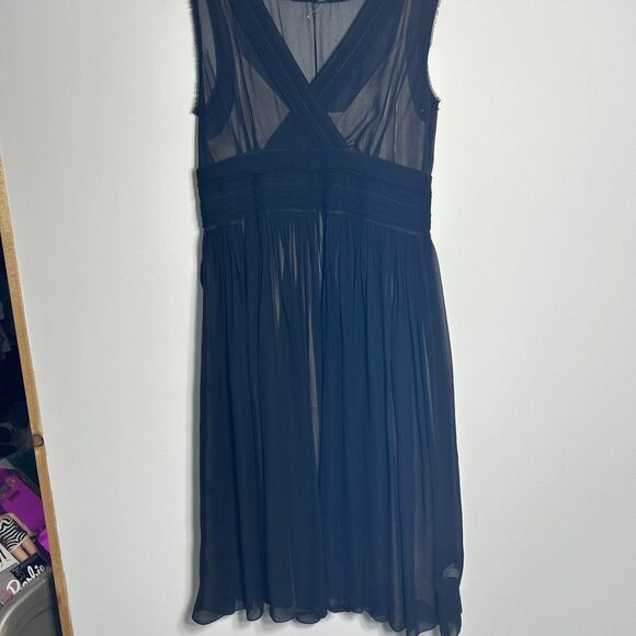 Banana Republic size 8 Black Silk Empire A Line Dress Cocktail Formal - Picture 2 of 6